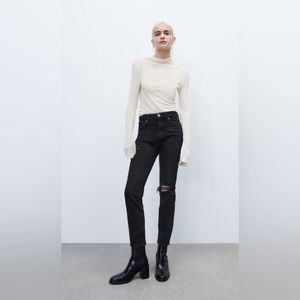 NWT Zara Ripped Ankle Slim Distressed Ripped Knee Jeans US 6